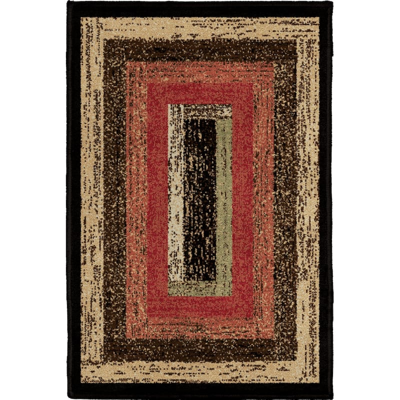 Mayberry Hearthside Rustic Panel Striped Lodge Area Rug - 2'2" x 3'3"