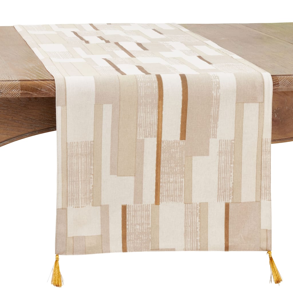 Foil Table Runner With Geometric Print - 16"x72"