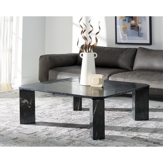 SAFAVIEH Couture Daysi Marble Top Square Coffee Table - 40 in. W x 40 in. D x 15 in. H - Bed ...