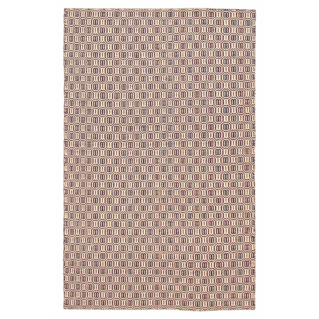 Nevada Cream, Purple Kilim 5'0" x 7'8" - 5'0 x 7'8