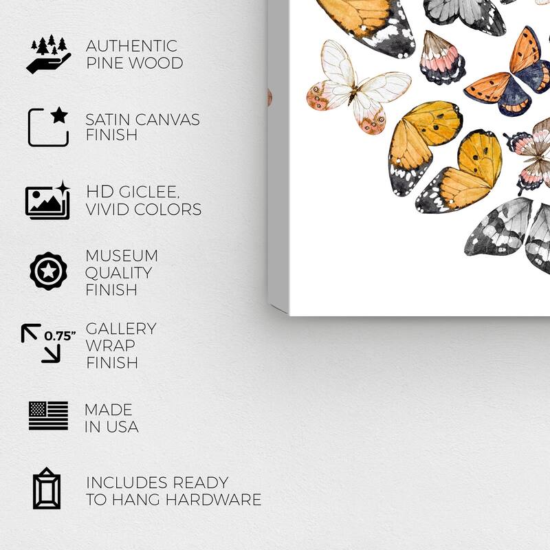 Wynwood Studio Canvas Animals Butterfly K Yellow and Farmhouse Wall Art Canvas Print
