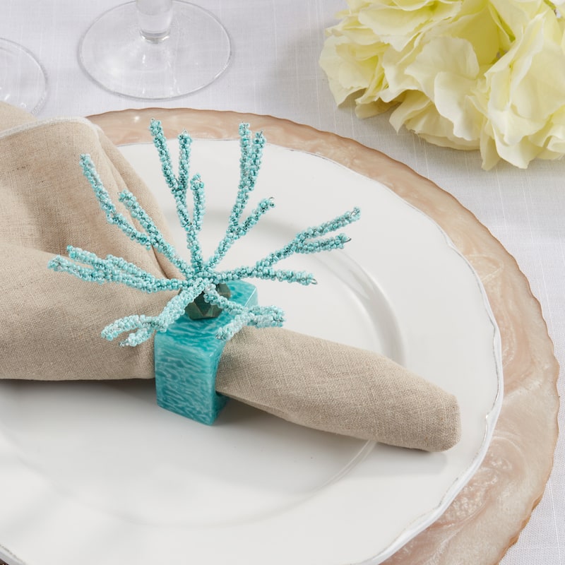 Coral Breeze Beaded Resin Napkin Ring (Set of 4)
