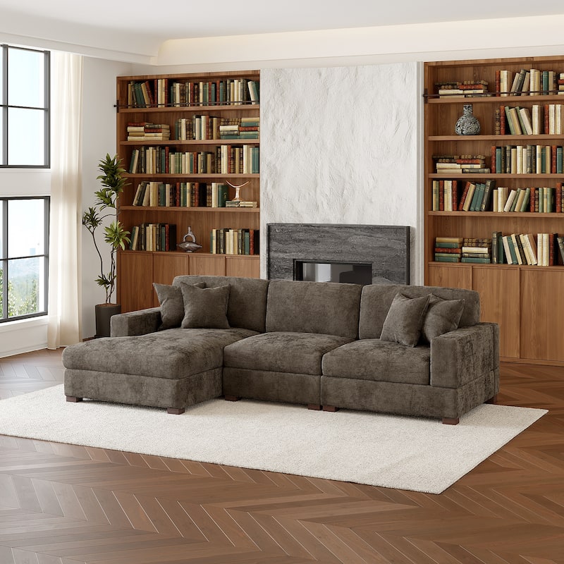 Modern Oversized Chenille Modular Sectional Sofa With Chaise