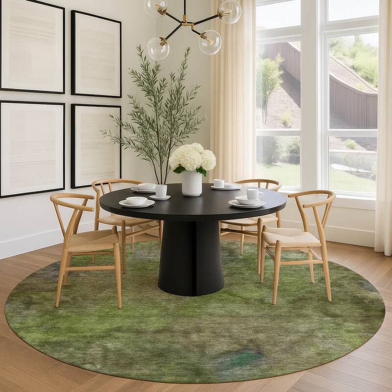 Machine Washable Indoor/ Outdoor Abstract Contemporary Chantille Rug