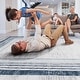 preview thumbnail 3 of 9, LOOM & LUXE Collection Blue/Ivory/Bordered Non-Shedding Area Rug