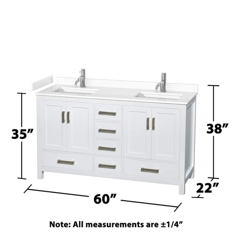 Wyndham Collection Sheffield 60" Double Bathroom Vanity, Carrara