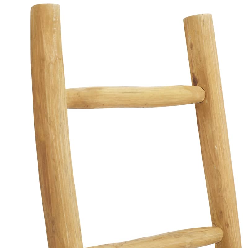 Teak Wood Handmade 5 Rung Ladder - Brown - Roche River Decor