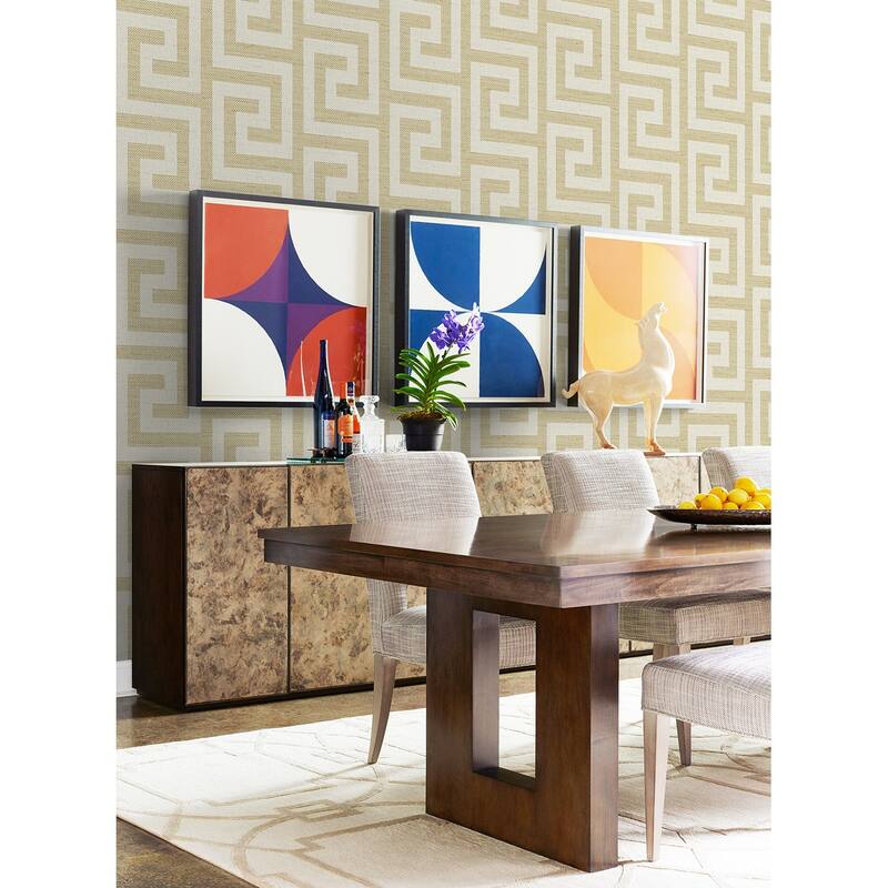 Lillian August Luna Retreat Greek Key Embossed Vinyl Unpasted Wallpaper