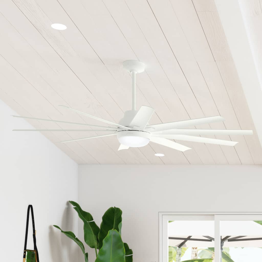 Hunter 72" Overton Outdoor Ceiling Fan w/Light Kit, Wall Control - Windmill - Transitional, Modern - DAMP RATED, ENERGY STAR!