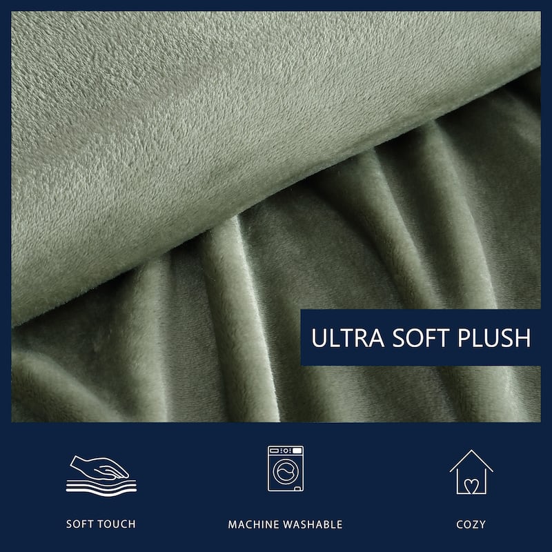 Nautica Solid Ultra Soft Plush Fleece Bed Blanket