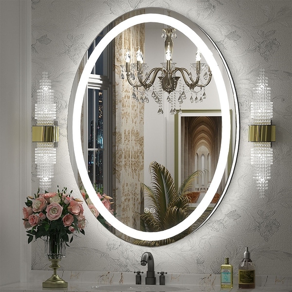 Lighted oval mirror on sale