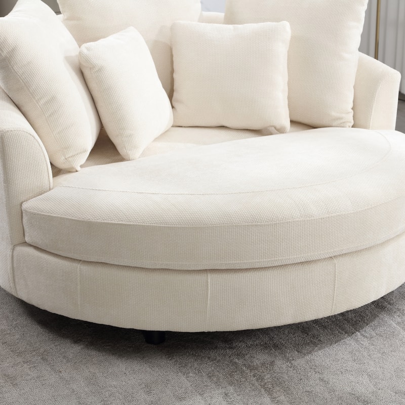 59.8''W Modern Oversized Sofa Chair, Round Accent Barrel Chair With 5 Pillows