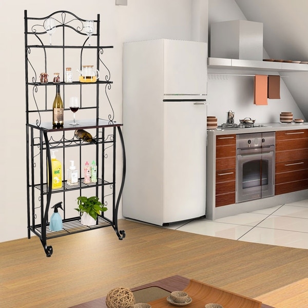 Multiuse 5-Tier Metal Kitchen Bakers Rack Microwave Stand