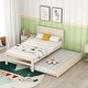 preview thumbnail 1 of 23, Twin Size Platform Bed w/Trundle & Headboard, Twin Bed Frame for Kids White Washed - Twin