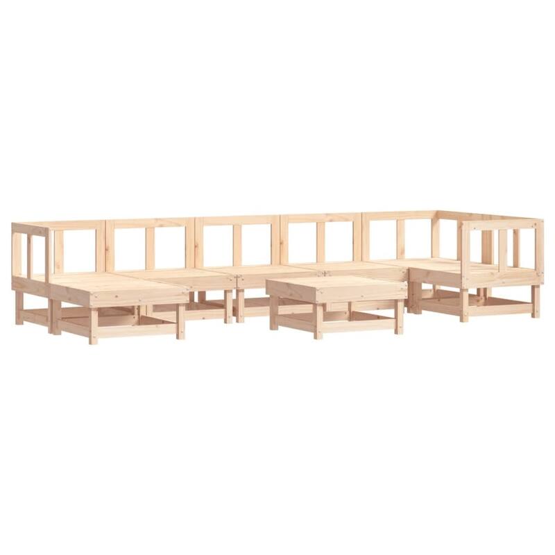 vidaXL 8 Piece Patio Lounge Set with Cushions Solid Wood - 24" x 23.8" x 24.4"