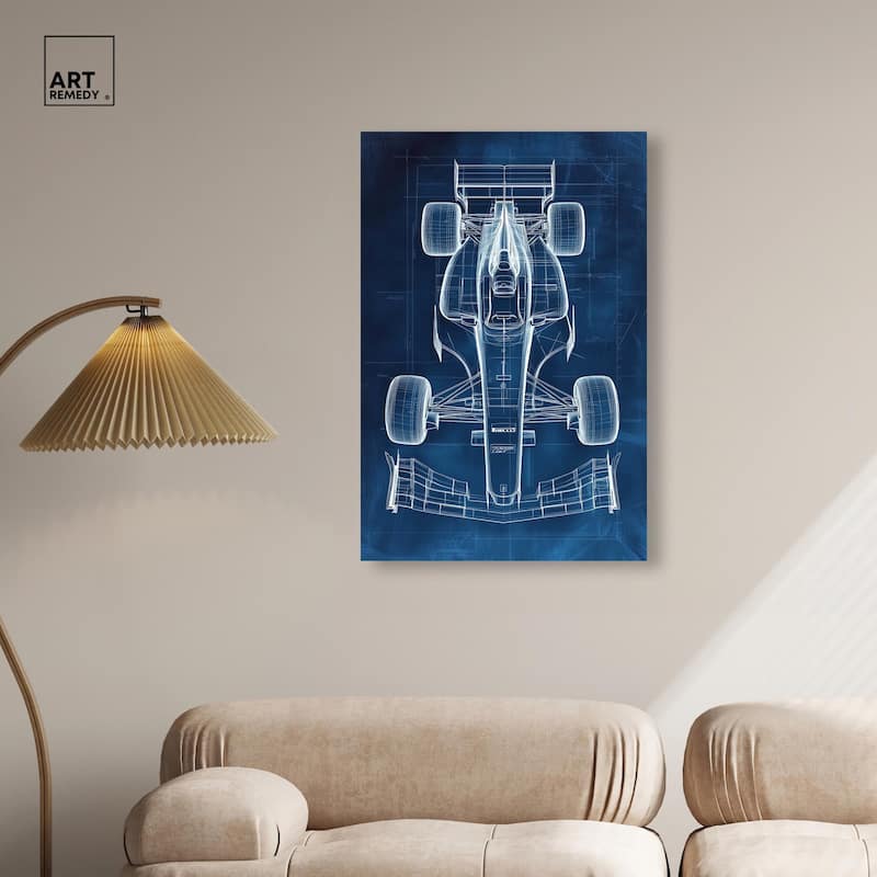 Race Car Blueprint Canvas by Art Remedy, Gallery Wrapped