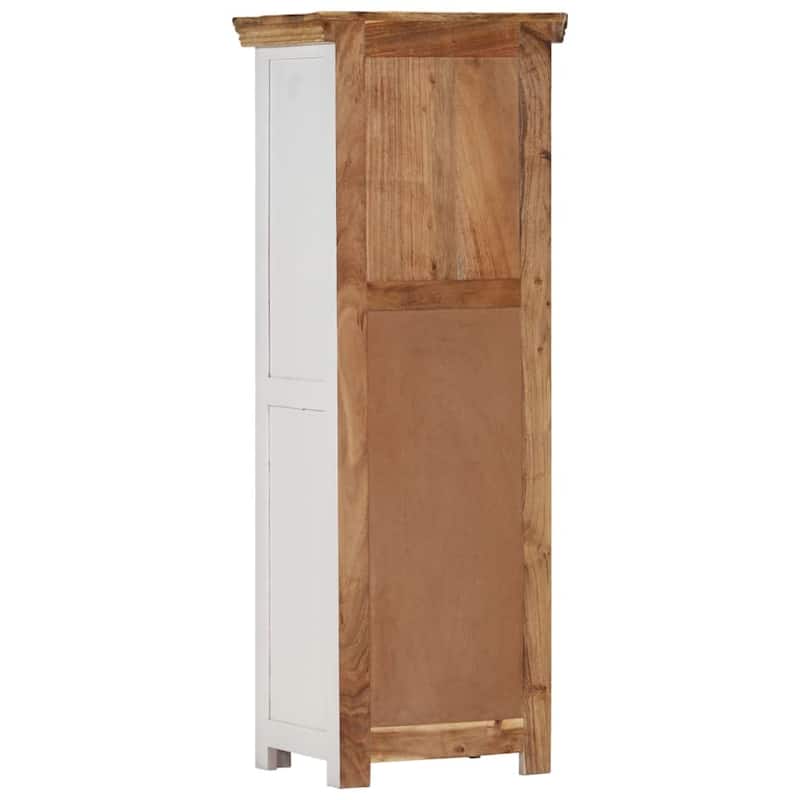 vidaXL Highboard Brown&White 15.7"x11.8"x43.3" Solid Wood Mango and Acacia - 15.7" x 11.8" x 43.3"