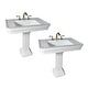 preview thumbnail 3 of 3, White Porcelain Large Pedestal Bathroom Sink Wall Mounted Sink with Faucet Hole and Overflow (Set of 2) Renovators Supply