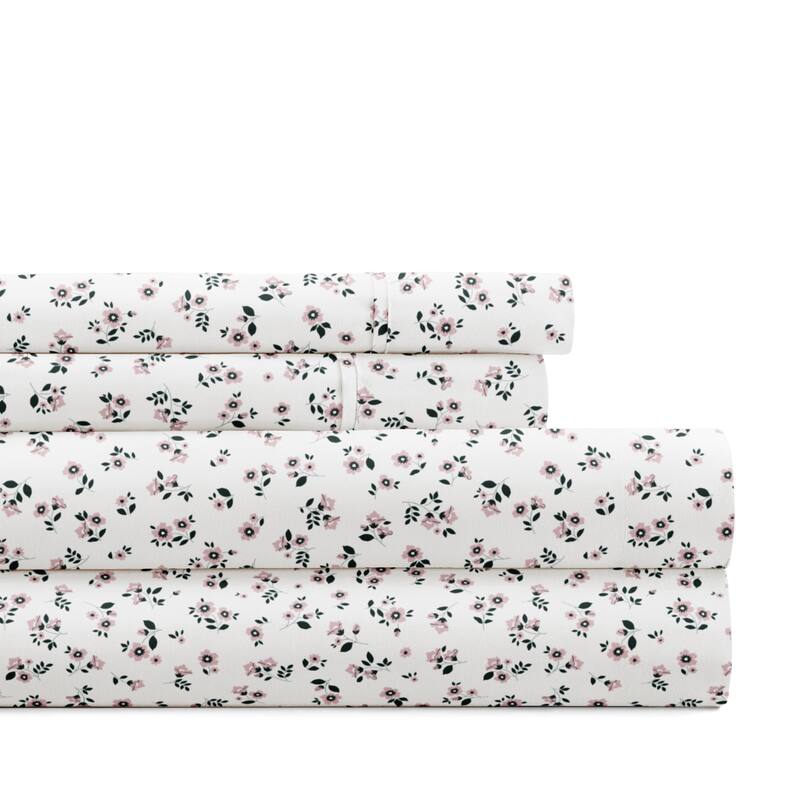 Delicate Blossoms Patterned Ultra-Soft Bed Sheet Sets - Ditsy Floral Pale Mauve - Twin