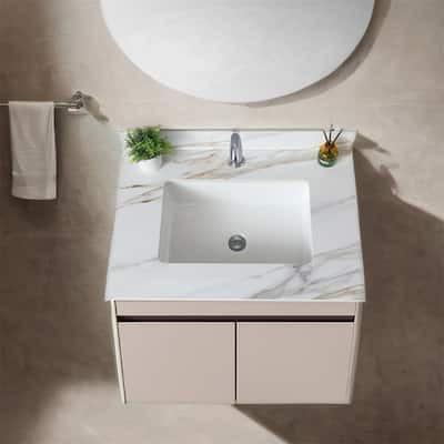 31" Bathroom Marble Undermount Vanity Top with 4" Height Backsplash