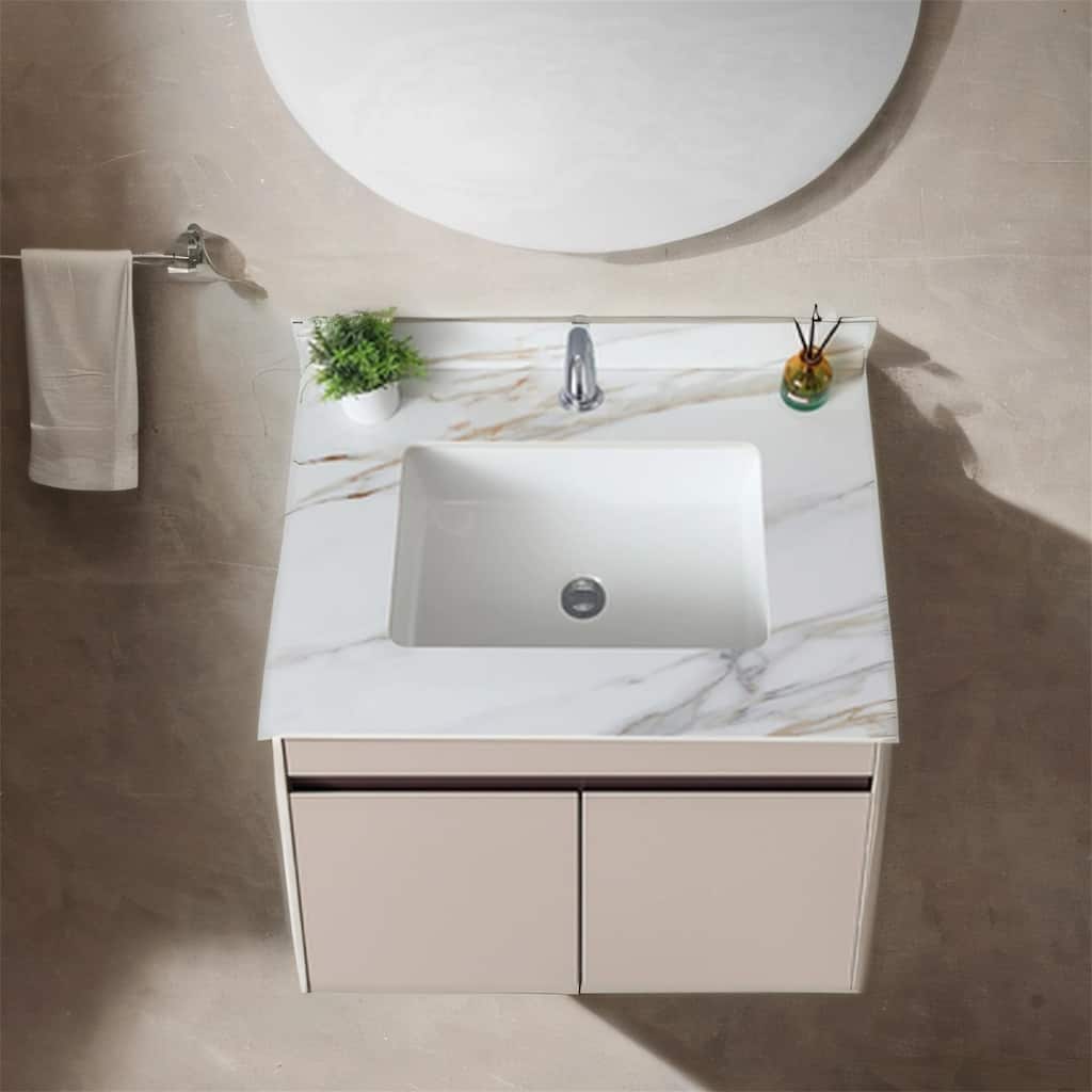 31" Bathroom Marble Undermount Vanity Top with 4" Height Backsplash
