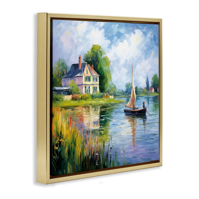 Stupell Boat Drifting Near Shore Framed Floater Canvas Wall Art Design By Heidi Kuntz