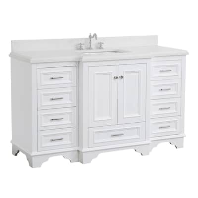 KitchenBathCollection Nantucket 60" Single Bathroom Vanity with Quartz Top