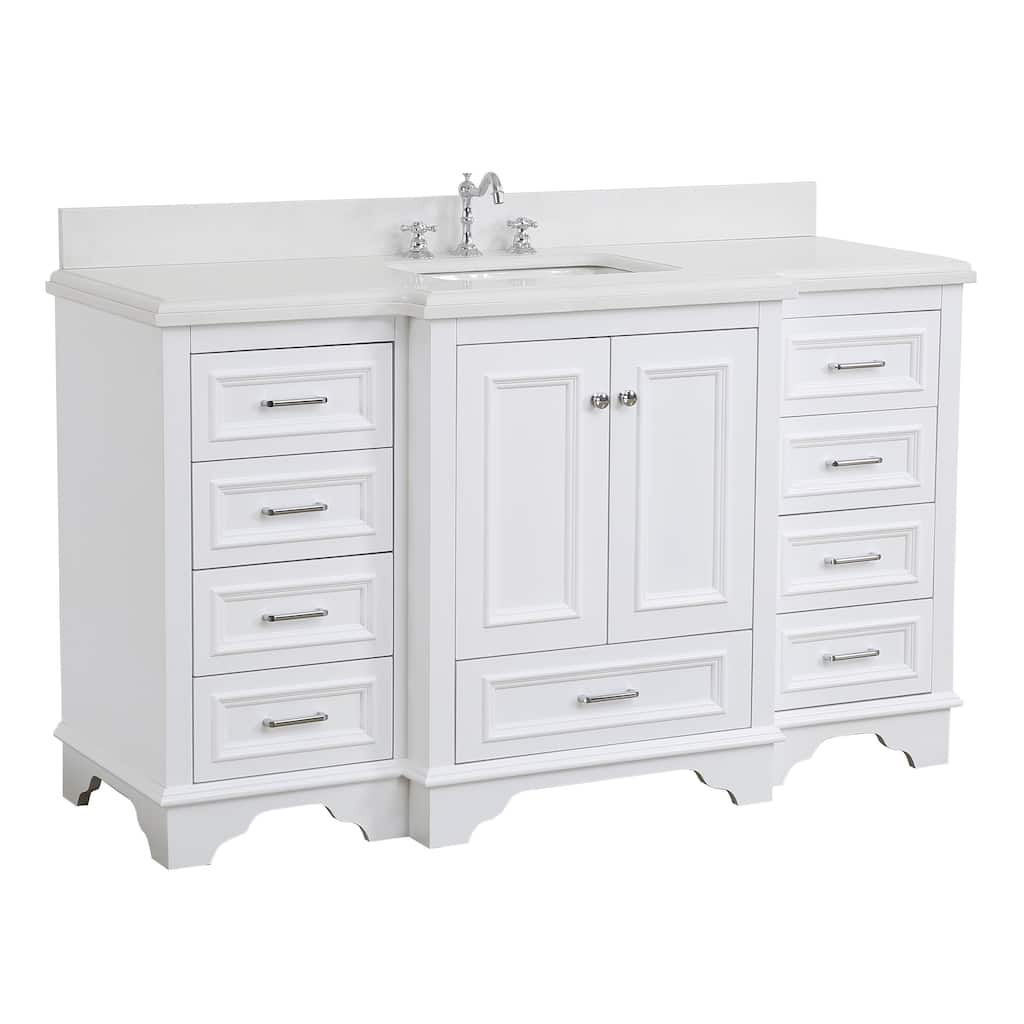 KitchenBathCollection Nantucket 60" Single Bathroom Vanity with Quartz Top