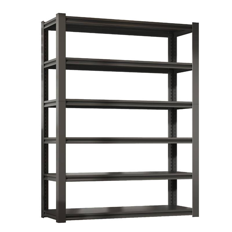 5/6-Tier Adjustable Heavy Duty Metal Storage Shelves, Black, 72/82"H