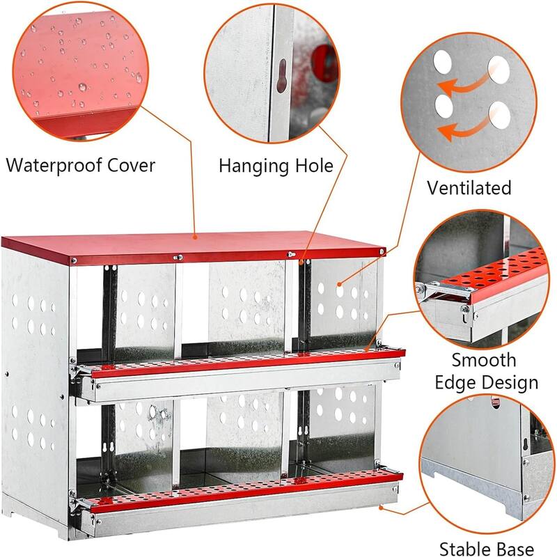 6-Hole Wall-Mounted Metal Chicken Nests Boxes Laying Eggs