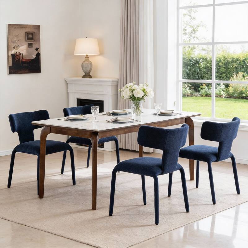 Modern Dining Chairs Set of 2, 18.9"Wx18.5"D Contemporary Fabric Side Chairs