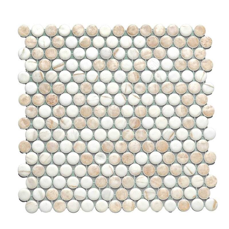 The Tile Life Eterna Penny 12x12 Round Glass Mosaic Floor, Wall & Backsplash Tile