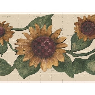 Yellow, Green Sunflowers Peel and Stick Wallpaper Border 15 ft X 7 in ...