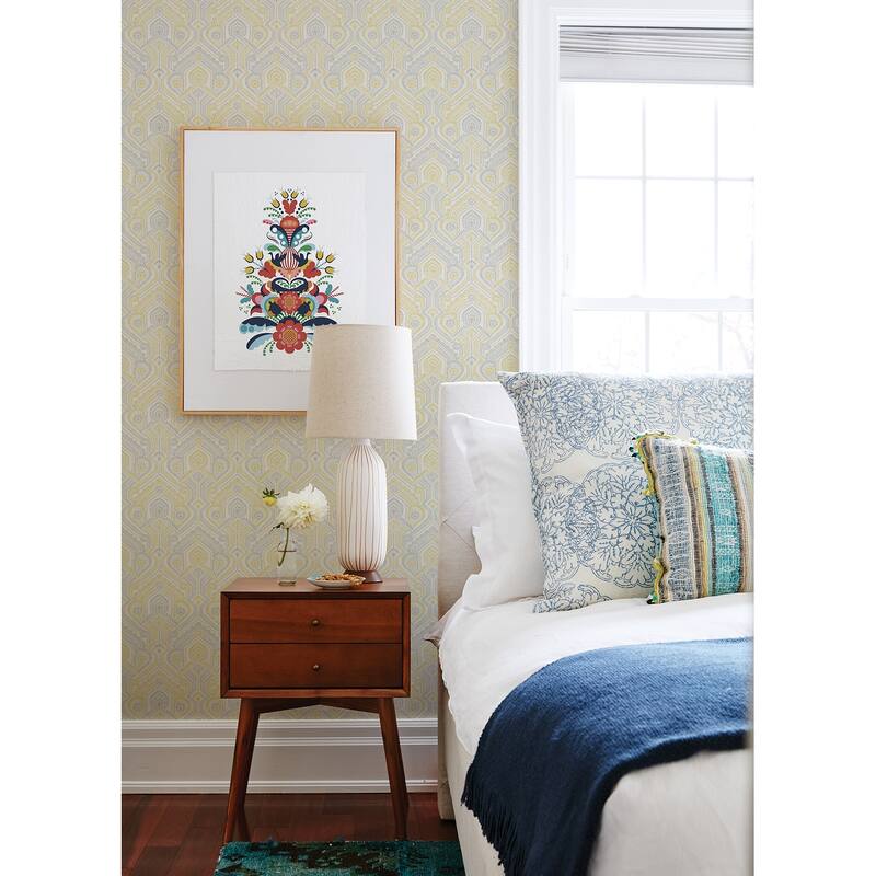 A-Street Prints Fernback Yellow Ornate Botanical Wallpaper