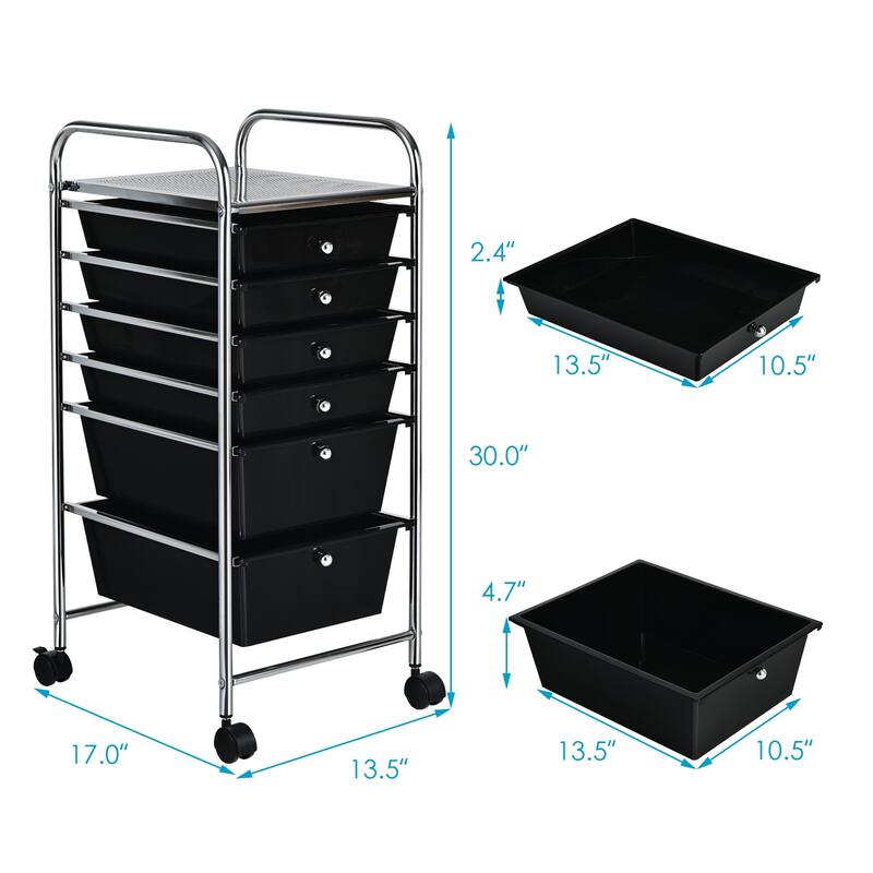 Costway 6 Drawer Rolling Storage Cart Scrapbook Paper Office Organizer - See details