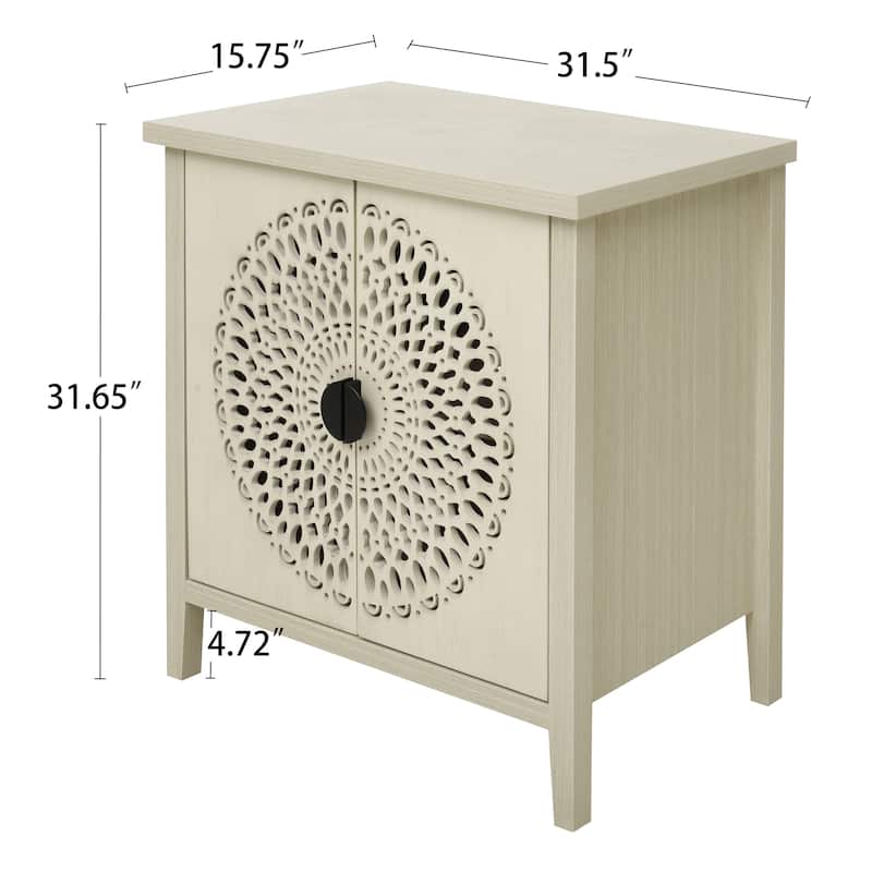 Waterproof Sideboard Buffet, Hollow-Carved 2 Door Accent Cabinet, Storage Cabinet with Adjustable Shelf