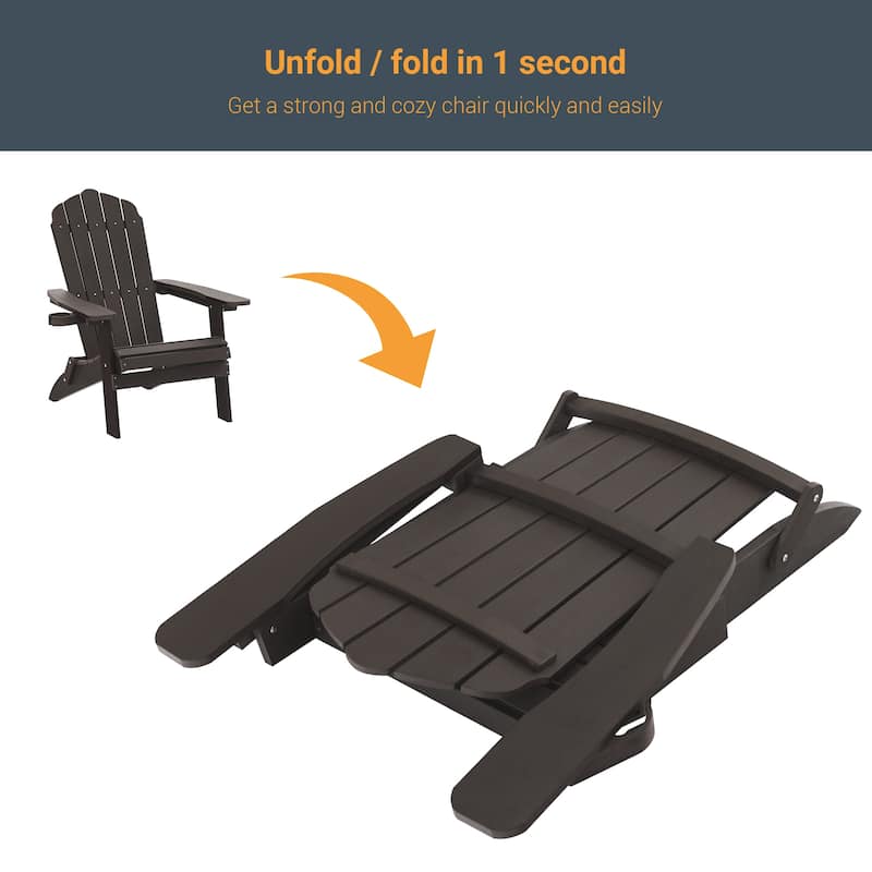 LIVOOSUN Outdoor Folding Adirondack Chair w/Cup Holder Set of 2 or 4
