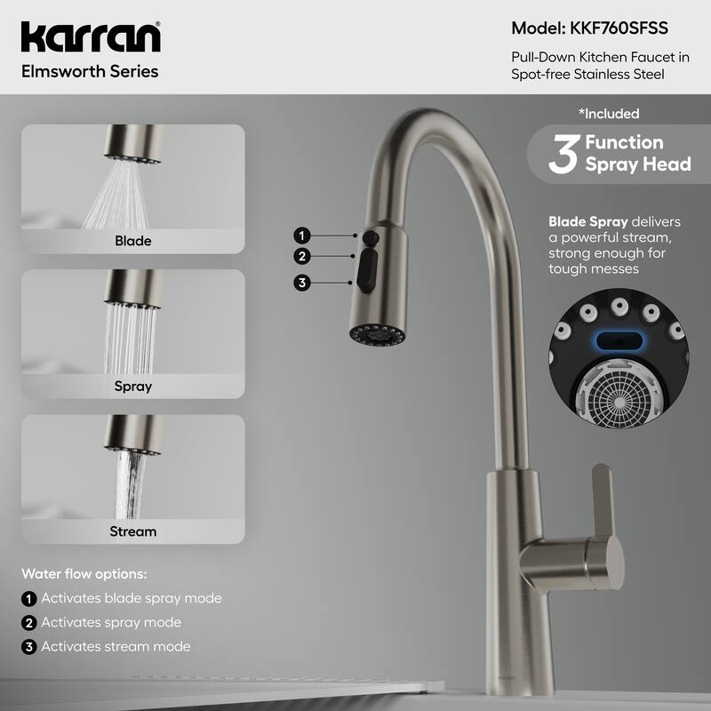 Karran Elmsworth Pull-Down Sprayer Kitchen Faucet