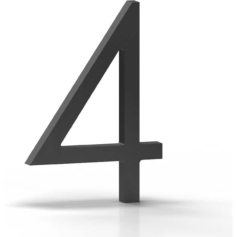 Mega Handles Modern Metal House Numbers | Heavy Duty Outdoor Address Digits | Easy to Install, Floating or Flush Mount Design - 4 - Matte Black