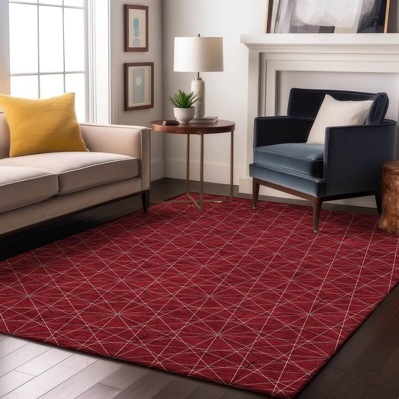 Premium Washable Super Soft Modern Contemporary Mayfield Rug - Red - 8' x 10'