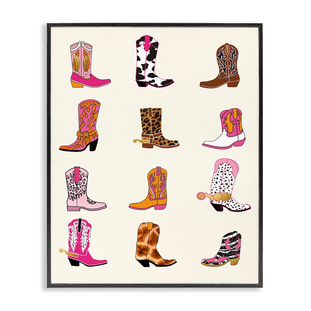 Stupell Bright Cowboy Boots & Spurs Framed Giclee Art Design By Susan Arnot
