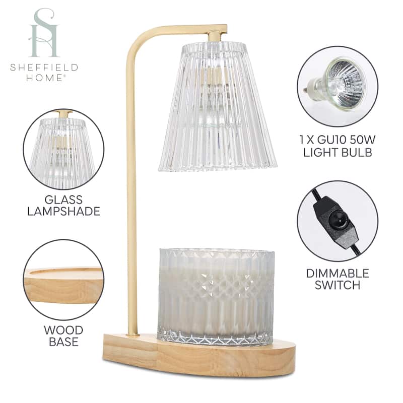 Sheffield Home Glass Candle Warmer Lamp, Flameless Candle and Wax Melter for Long-Lasting Fragrance