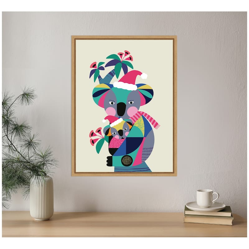 Kate and Laurel Sylvie Framed Canvas Christmas Koala by Rachel Lee