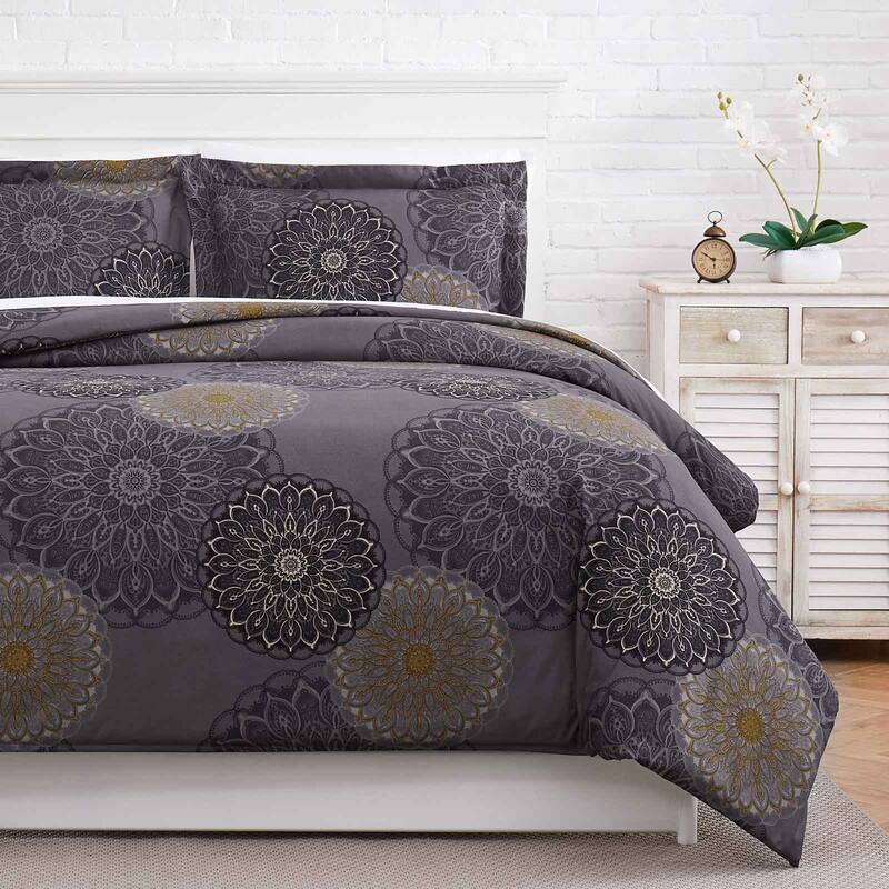 Midnight floral Down Alternative Comforter and Sham Set