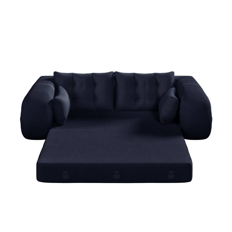 78.7" Multi-Functional Foldable Sofa Bed, 3-in-1 Teddy Fabric Foam-Filled Sleeper Sofa Bed for Living Room, Guest Bed