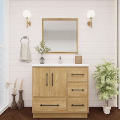 Victoria 36'' R Drawer Freestanding Vanity with Reinforced Acrylic Sink - 35.5