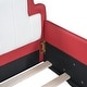 preview thumbnail 29 of 39, Race Car-shaped Frame Upholstered Bed with Wheels, Twin Size Grounded Slat Support Children Floor Bed for Toddler Platform Bed