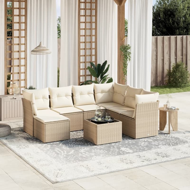 vidaXL Garden Sofa Set - Beige and cream Large