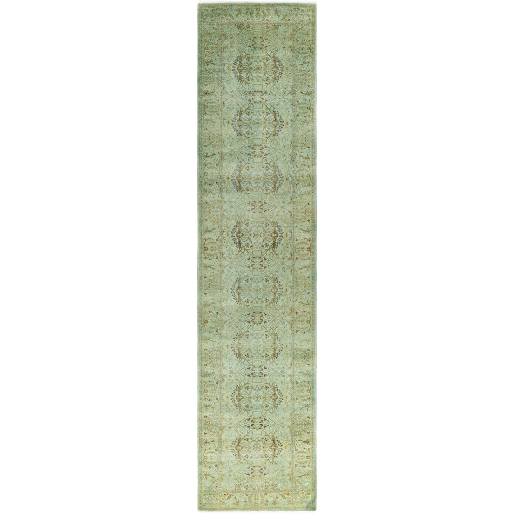 Overdyed One-of-a-Kind Hand-Knotted Area Rug - Green - 2' 8" x 11' 5"