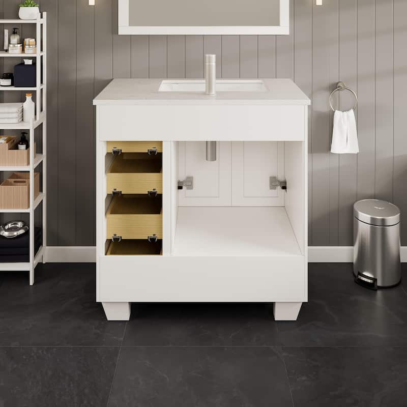 Loon 30"W Bath Vanity with Carrara Quartz Vanity Top & Undermount Sink